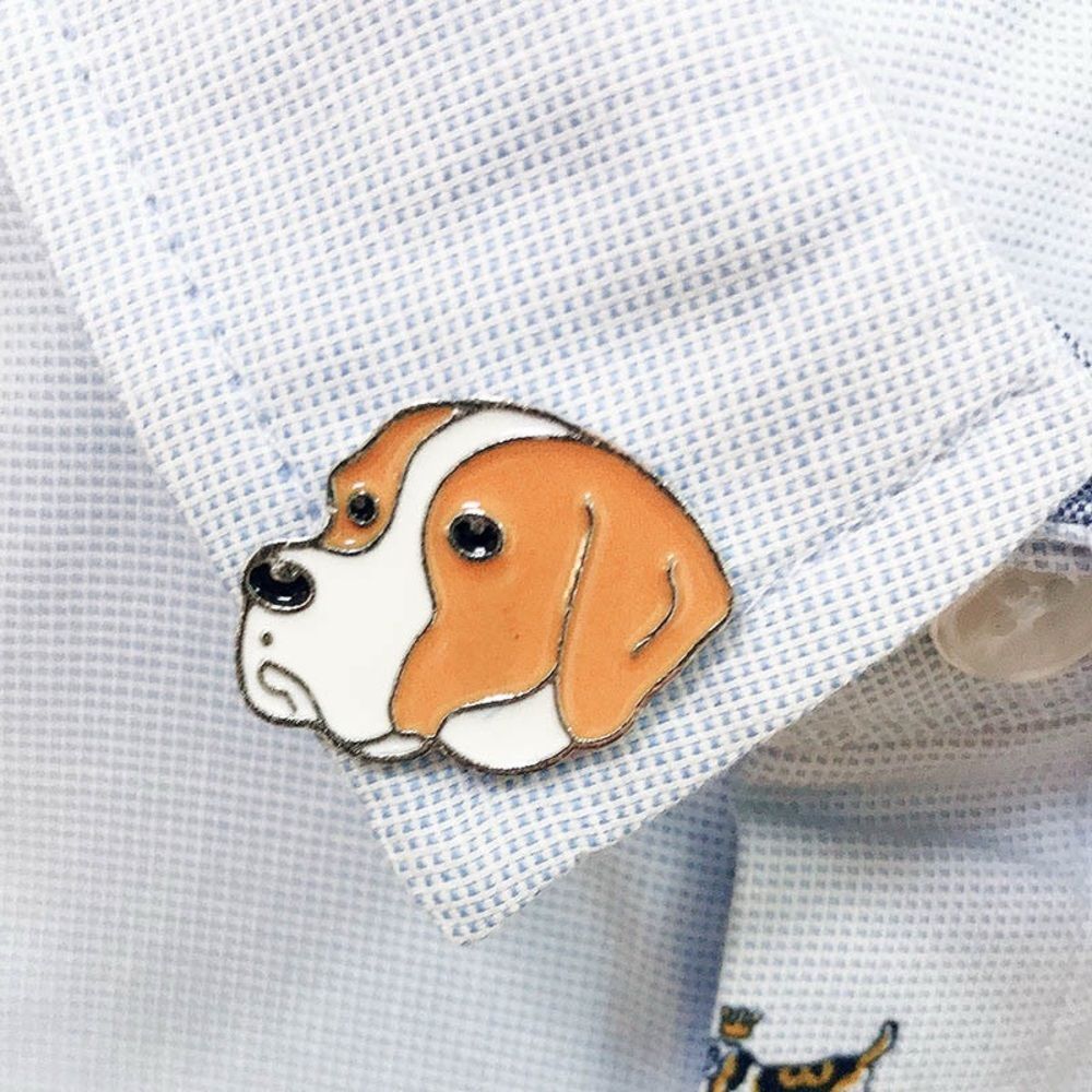 Beagle Dog Enamel Pin – Brown & White Cute Puppy Lapel Pin